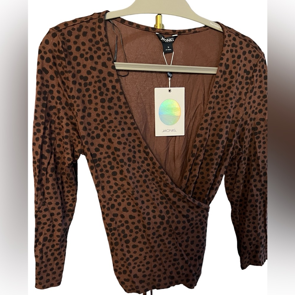 Milk Chocolate Brown Animal Print Wrap Top